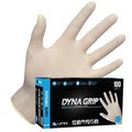 Sas Safety Dyna Grip, Latex Disposable Gloves, 7 mil Palm, Latex, Powder-Free, S, White SA650-1001